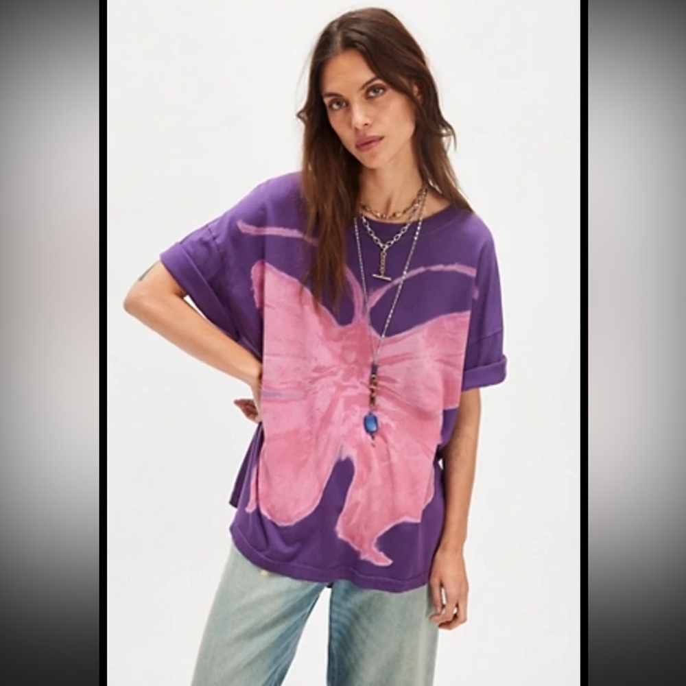 Free People Ragabond Swan Gossip Painted Tee